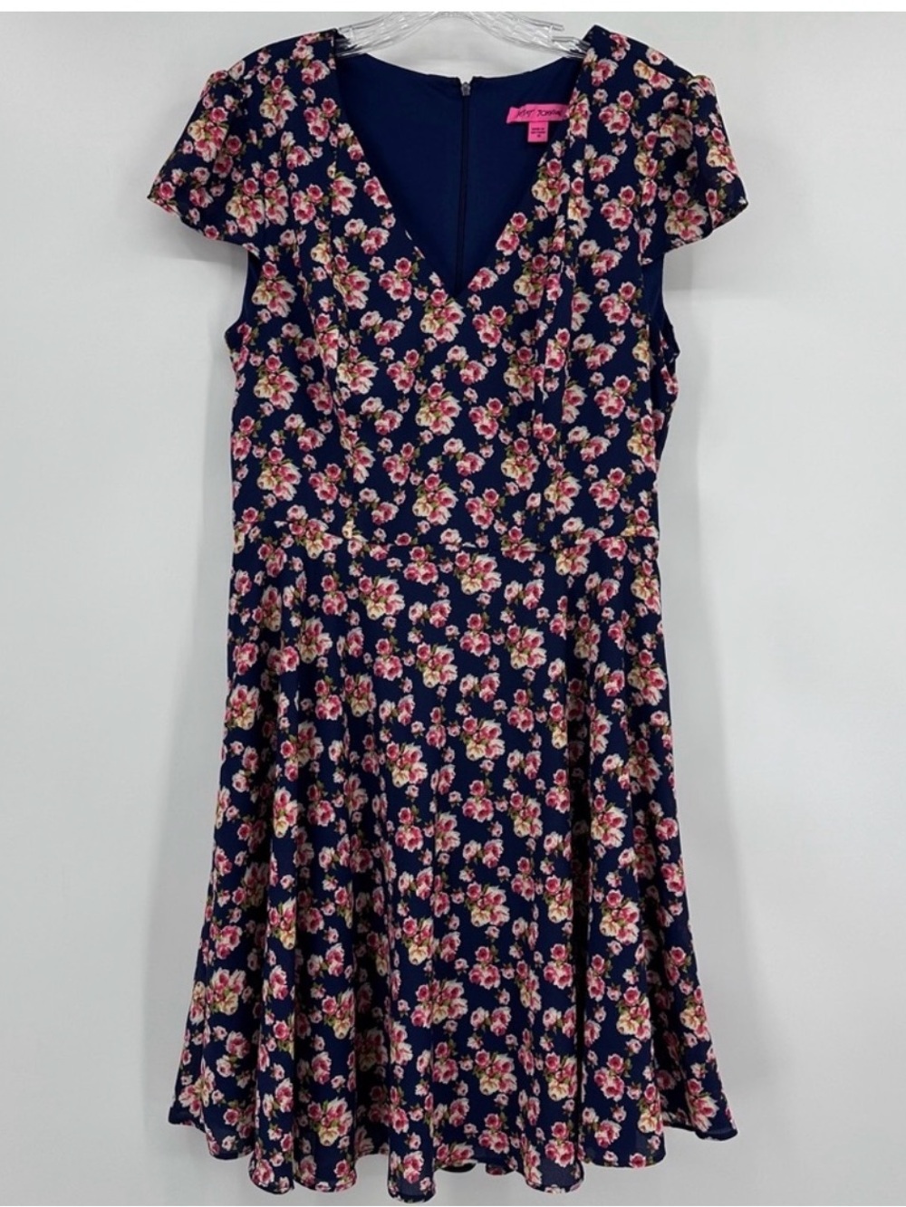 Betsy Johnson  Navy Floral Fit-and-Flare Dress